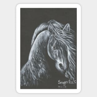 horse white on black Sticker